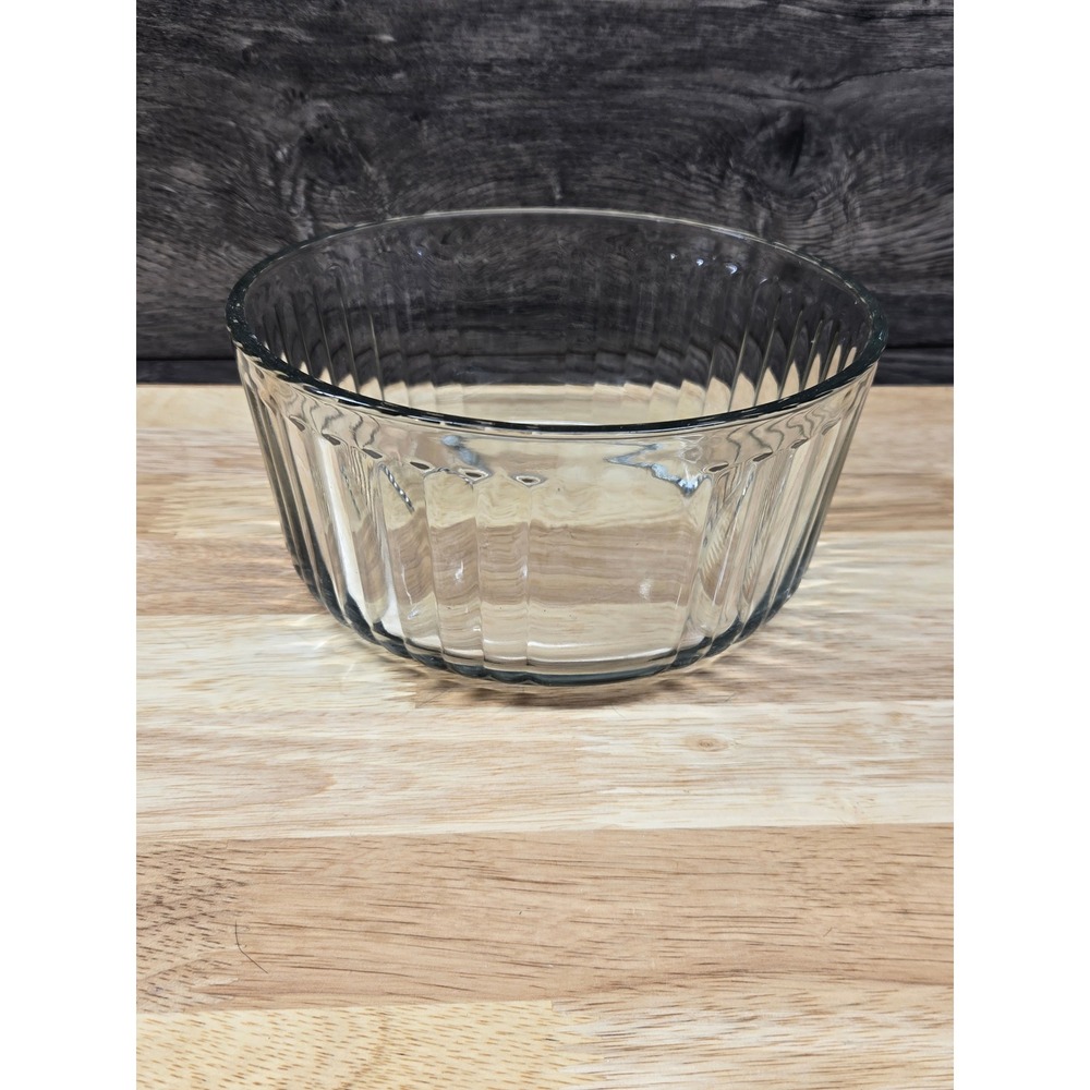 Anchor Hocking Clear Glass Ribbed Mixing Bowl 7 Cup 1.75 Quart Fluted Prep Bowl
